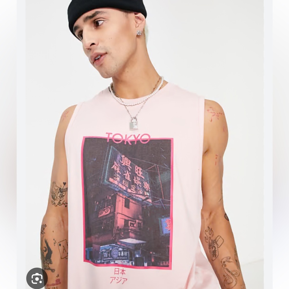 Urban Threads Pink Tokyo Graphic Tank Top - Picture 7 of 8